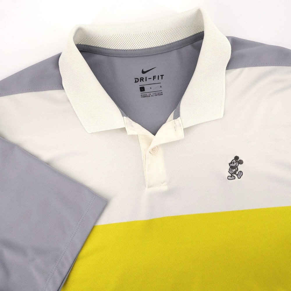 Nike Disney Parks Mickey Mouse Perfromance Polo Grey Short Sleeve Mens Large